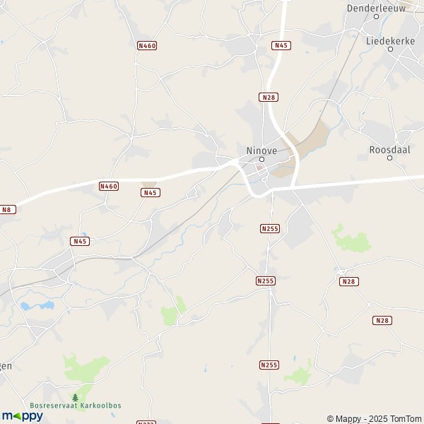 De kaart voor de stad 1760-9550 Ninove
