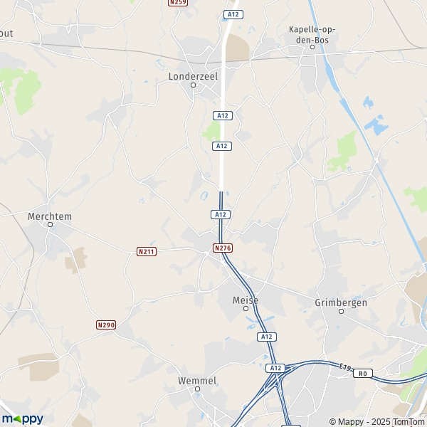 De kaart voor de stad 1785-1880 Meise