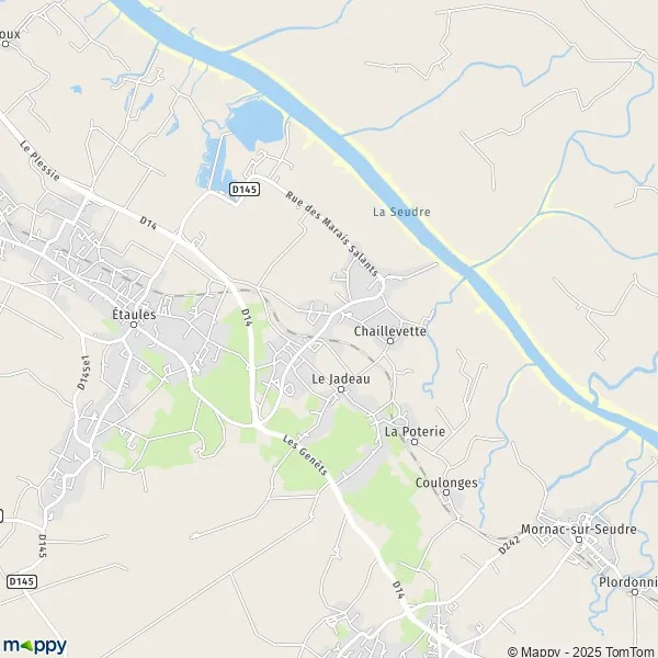 De kaart voor de stad Chaillevette 17890