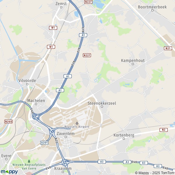 De kaart voor de stad 1800-1982 Steenokkerzeel