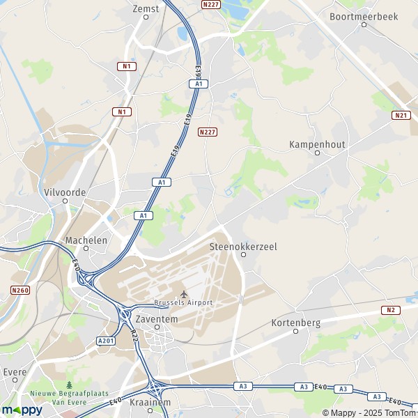 De kaart voor de stad 1800-1931 Steenokkerzeel