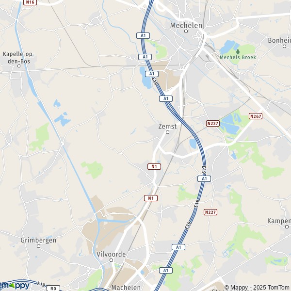 De kaart voor de stad 1804-3191 Zemst