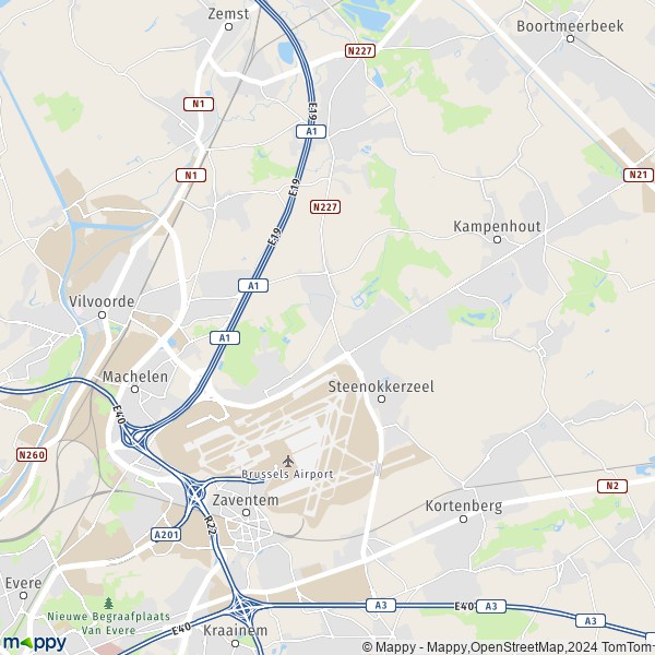 De kaart voor de stad 1820 Steenokkerzeel