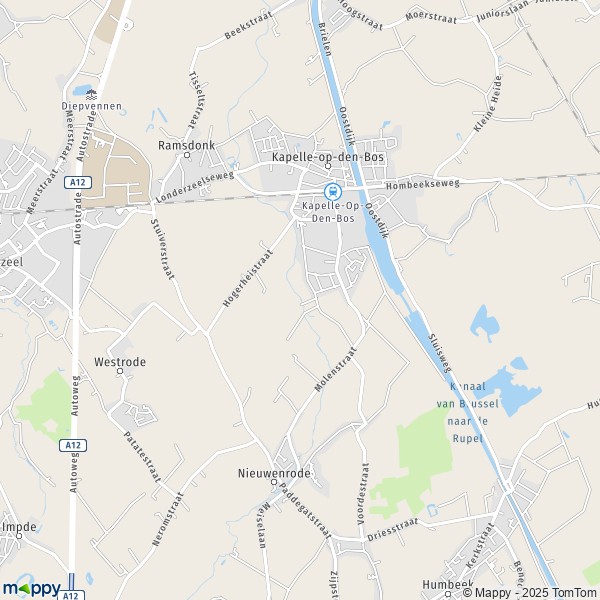 De kaart voor de stad 1861-2830 Kapelle-op-den-Bos