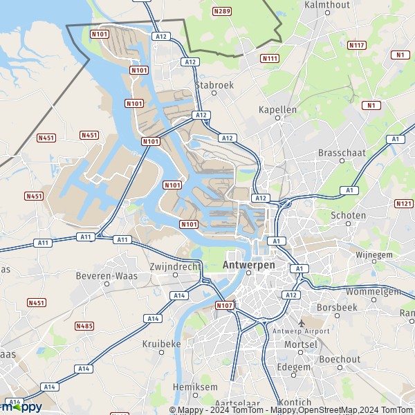 De kaart voor de stad 2000-2940 Antwerpen