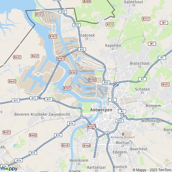 De kaart voor de stad 2000-2660 Antwerpen