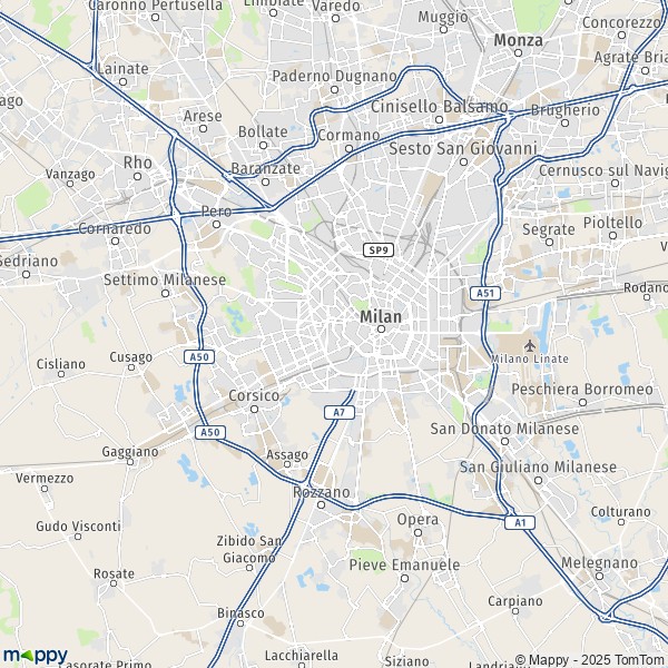 De kaart voor de stad Milaan 20121-20162