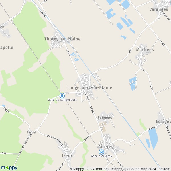 De kaart voor de stad Longecourt-en-Plaine 21110