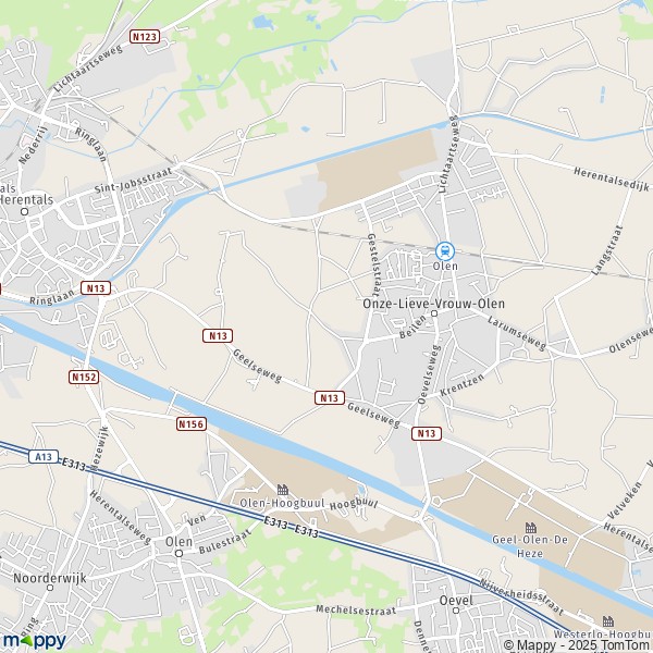De kaart voor de stad 2200-2250 Olen