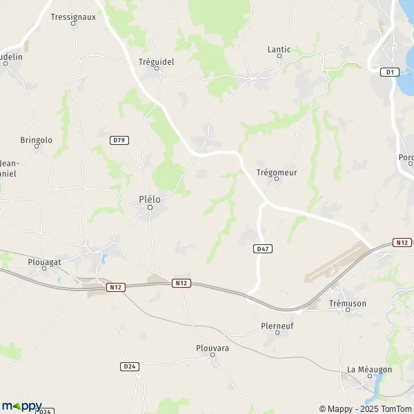 Plattegrond Plélo kaart van Plélo (22170) en praktische info