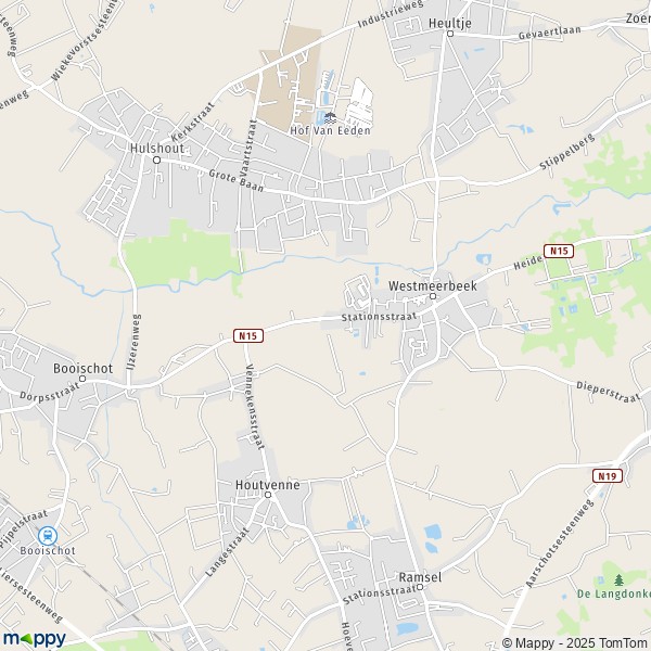 De kaart voor de stad 2221-2235 Hulshout