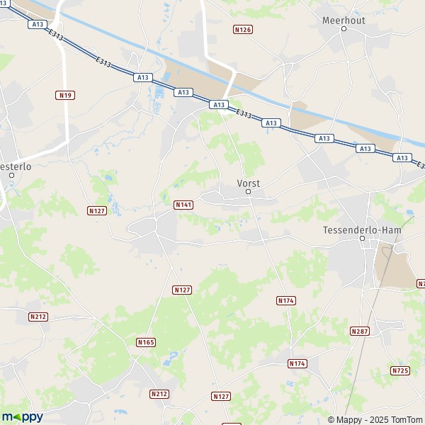 De kaart voor de stad 2230-2450 Laakdal