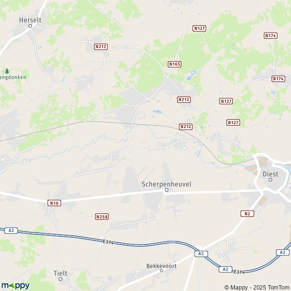 De kaart voor de stad 2230-3980 Scherpenheuvel-Zichem