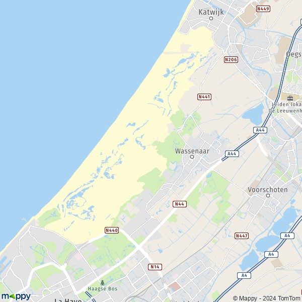 De kaart voor de stad Wassenaar 2241-2245