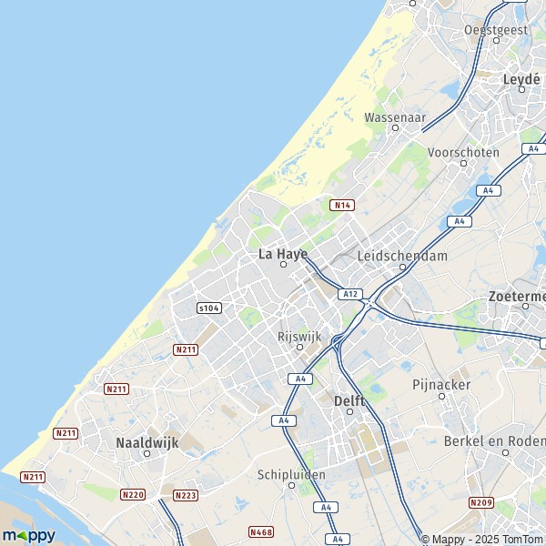 De kaart voor de stad Den Haag 2244-2685