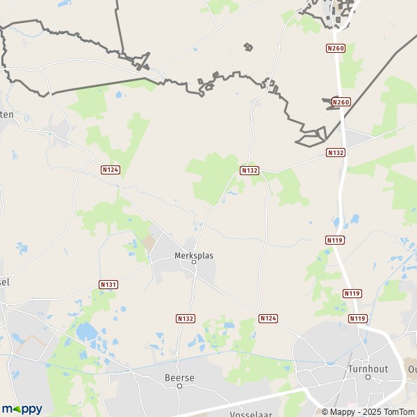 De kaart voor de stad 2300-2340 Merksplas