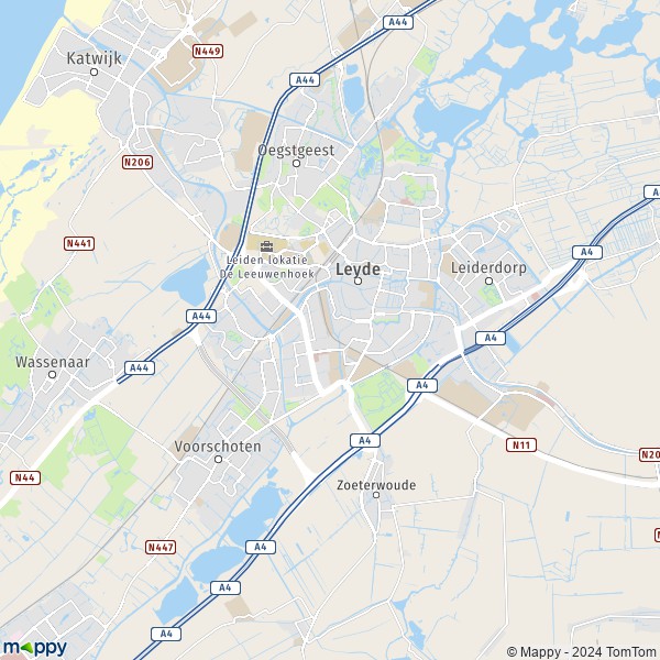 De kaart voor de stad Leiden 2311-2334