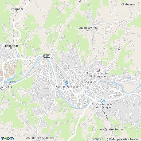 De kaart voor de stad Périgueux 24000