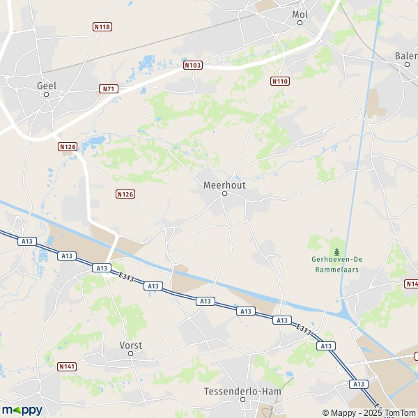 De kaart voor de stad 2450 Meerhout