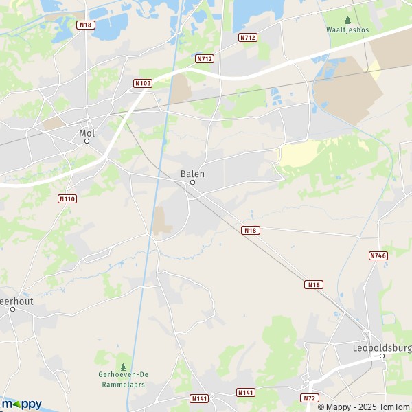 De kaart voor de stad 2490-2491 Balen