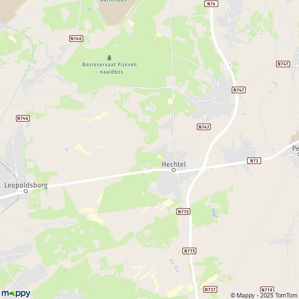 De kaart voor de stad 2490-3940 Hechtel-Eksel