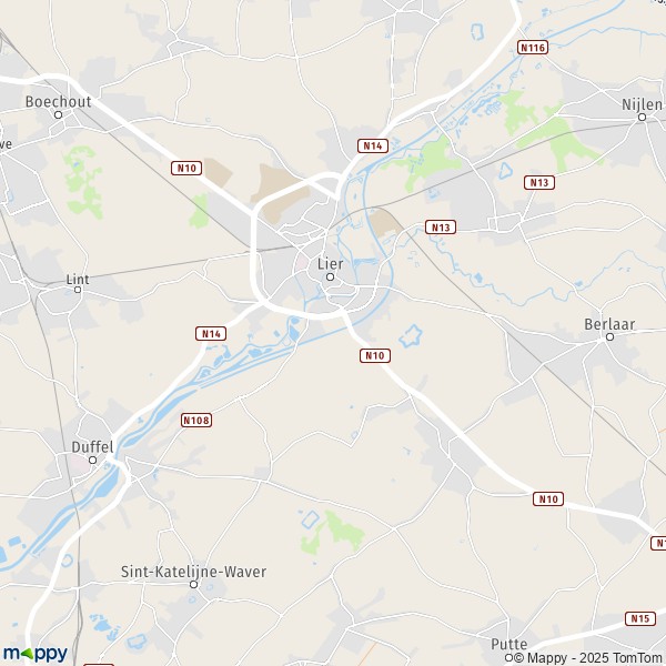 De kaart voor de stad 2500-2530 Lier