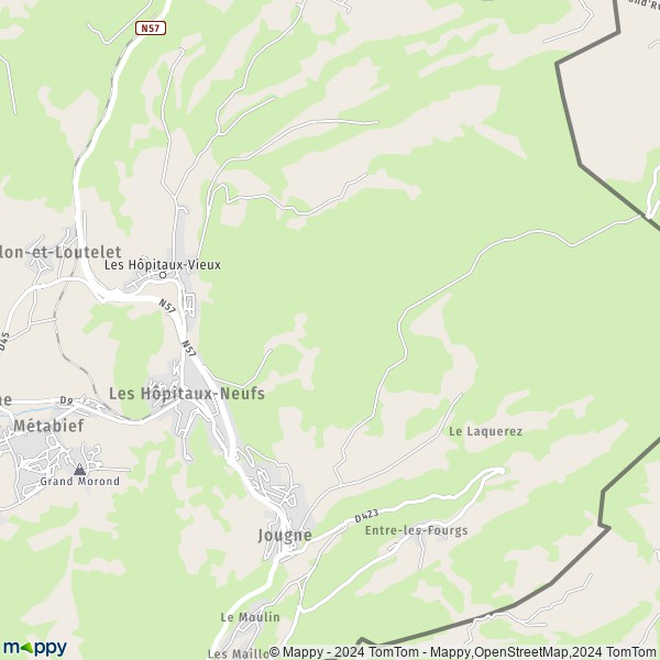 De kaart voor de stad Les Hôpitaux-Neufs 25370