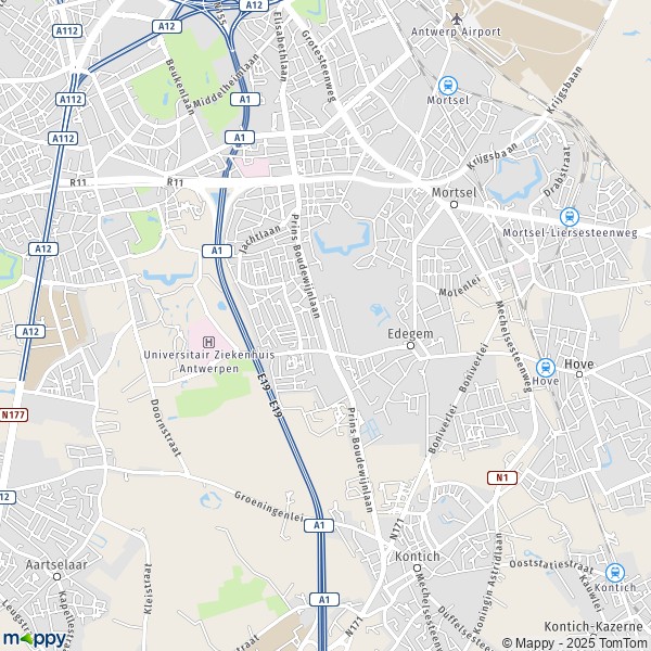 De kaart voor de stad 2540-2650 Edegem