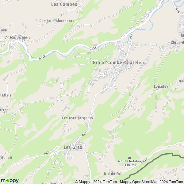 De kaart voor de stad Grand'Combe-Châteleu 25570