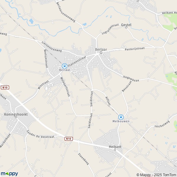 De kaart voor de stad 2560-2590 Berlaar