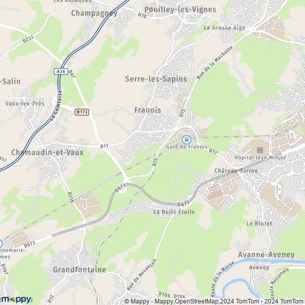 De kaart voor de stad Franois 25770