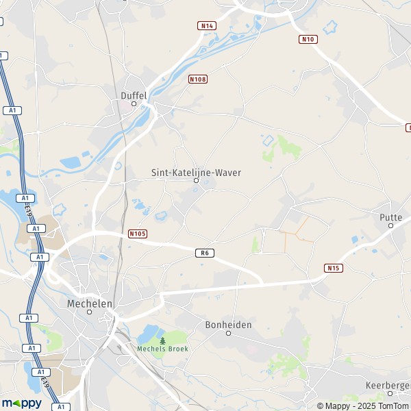 De kaart voor de stad 2580-2861 Sint-Katelijne-Waver