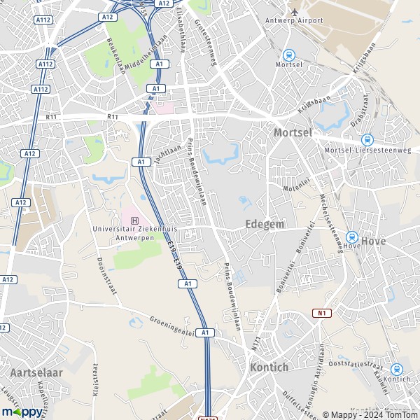 De kaart voor de stad 2650 Edegem