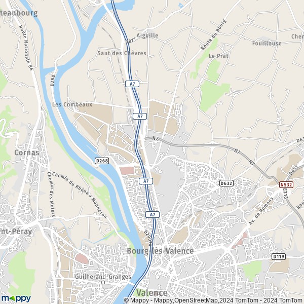 De kaart voor de stad Bourg-lès-Valence 26500