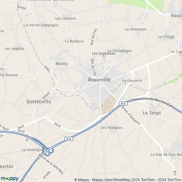 De kaart voor de stad Beuzeville 27210