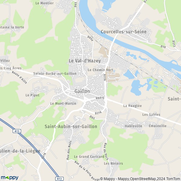 De kaart voor de stad Gaillon 27600