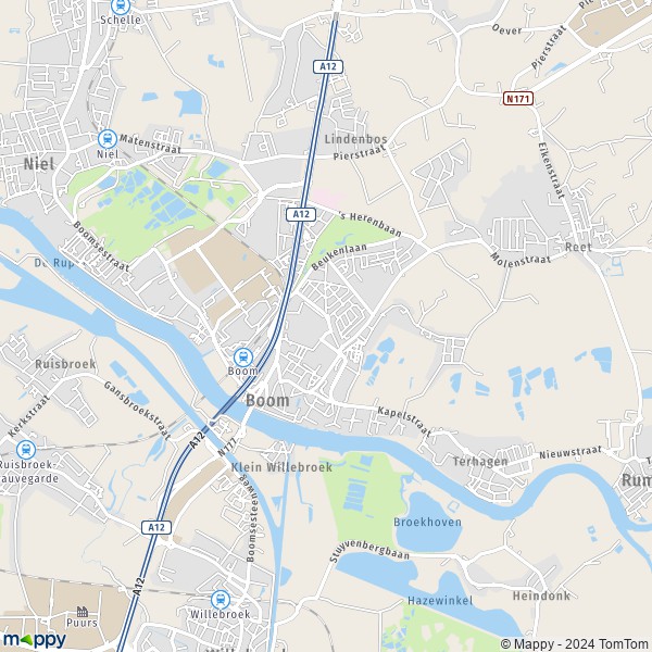 De kaart voor de stad 2850 Boom