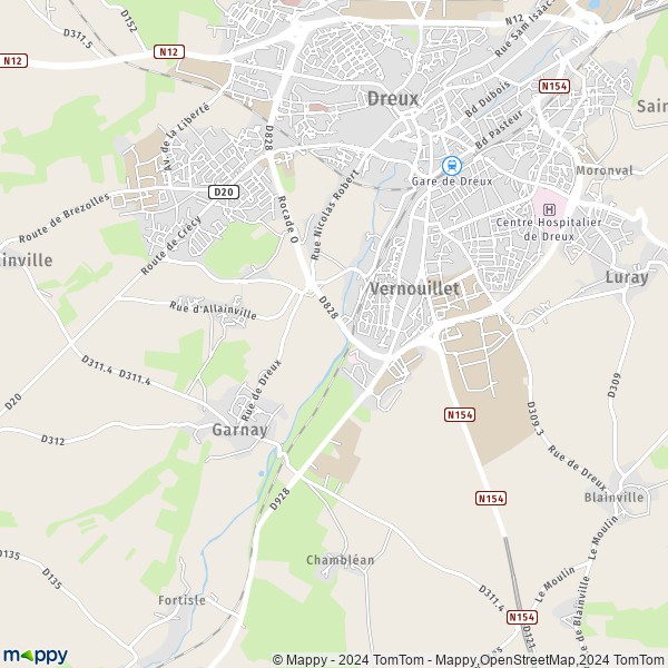 De kaart voor de stad Vernouillet 28500