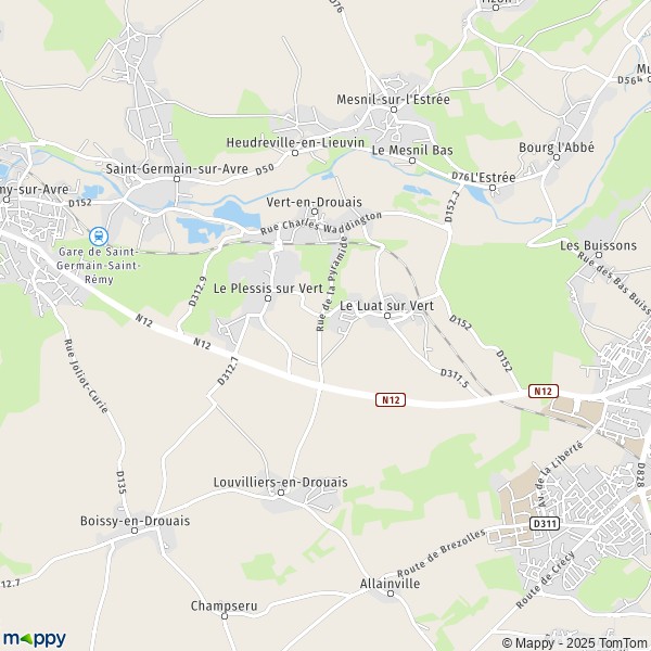 De kaart voor de stad Vert-en-Drouais 28500