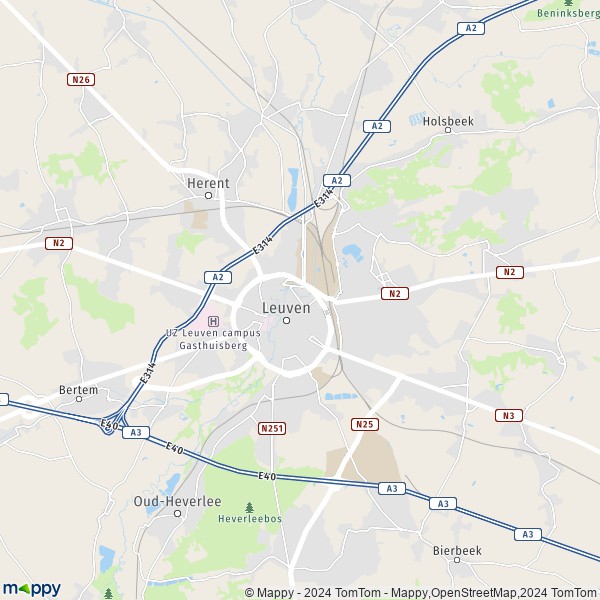 De kaart voor de stad 3000-3012 Leuven