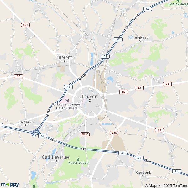 De kaart voor de stad 3000-3212 Leuven