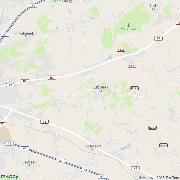 De kaart voor de stad 3010-3390 Lubbeek