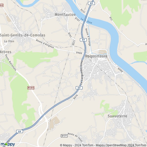 De kaart voor de stad Roquemaure 30150