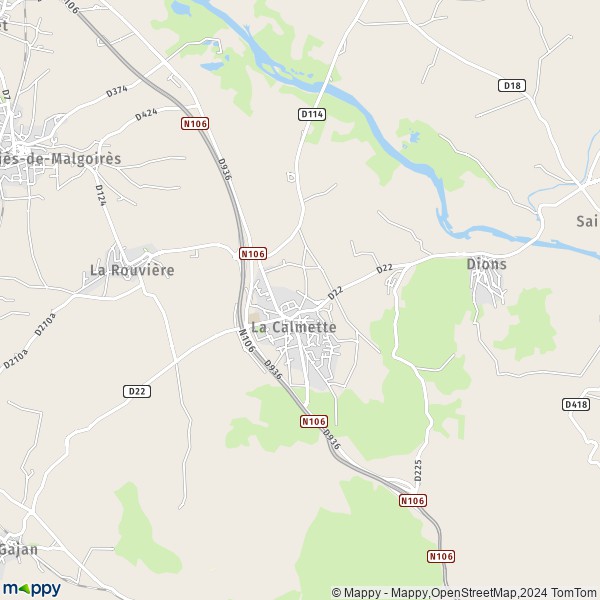 De kaart voor de stad La Calmette 30190