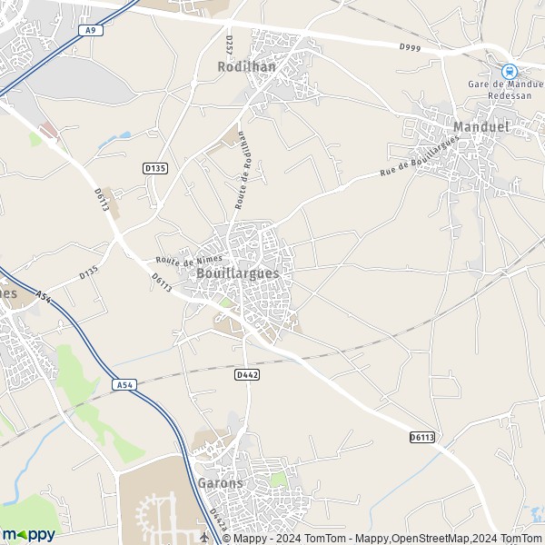 De kaart voor de stad Bouillargues 30230