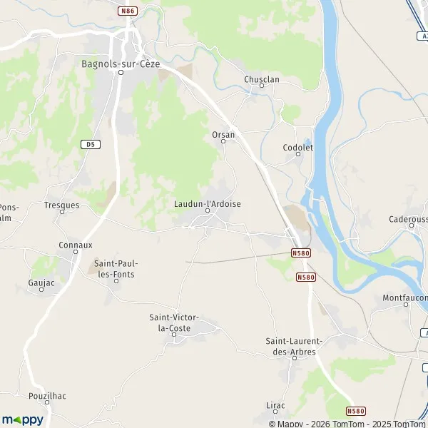 Plattegrond Laudunl'Ardoise kaart van Laudunl'Ardoise (30290) en