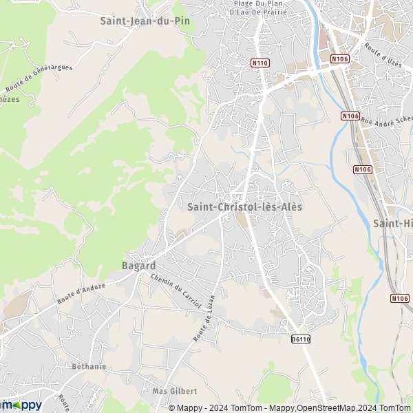 De kaart voor de stad Saint-Christol-lès-Alès 30380