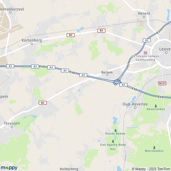 De kaart voor de stad 3040-3080 Bertem