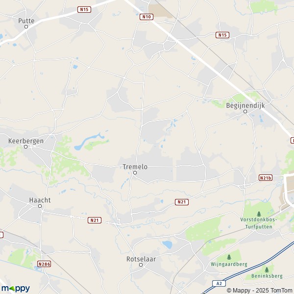 De kaart voor de stad 3120-3128 Tremelo