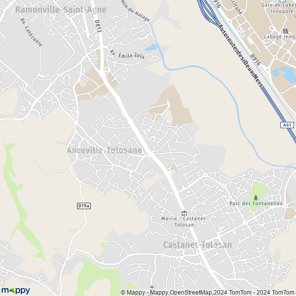 De kaart voor de stad Auzeville-Tolosane 31320
